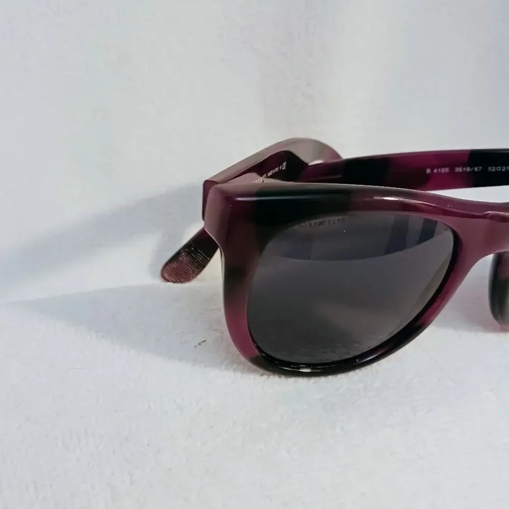 Burberry Sunglasses Tortoiseshell PURPLE BLACK Round Cat Eye Gray Lens Authentic